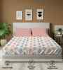 Dew Peach Floral 144 Tc Cotton Double Bedsheet With 2 Pillow Covers