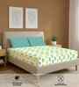 Dew Teal Floral 144 Tc Cotton King Bedsheet With 2 Pillow Covers