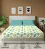 Dew Teal Floral 144 Tc Cotton King Bedsheet With 2 Pillow Covers