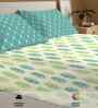Dew Teal Floral 144 Tc Cotton King Bedsheet With 2 Pillow Covers