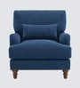 Dexter Walnut Finish Boucle Fabric Lounge Chair In  Blue Colour