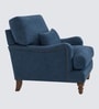 Dexter Walnut Finish Boucle Fabric Lounge Chair In  Blue Colour