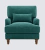 Dexter Walnut Finish Boucle Fabric Lounge Chair In Green Colour