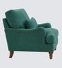 Dexter Walnut Finish Boucle Fabric Lounge Chair In Green Colour