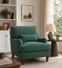 Dexter Walnut Finish Boucle Fabric Lounge Chair In Green Colour