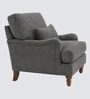 Dexter Walnut Finish Boucle Fabric Lounge Chair In Grey Colour