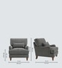 Dexter Walnut Finish Boucle Fabric Lounge Chair In Grey Colour