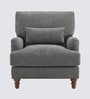 Dexter Walnut Finish Boucle Fabric Lounge Chair In Grey Colour