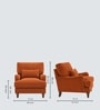 Dexter Walnut Finish Boucle Fabric Lounge Chair In Orange Colour