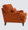 Dexter Walnut Finish Boucle Fabric Lounge Chair In Orange Colour