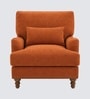 Dexter Walnut Finish Boucle Fabric Lounge Chair In Orange Colour