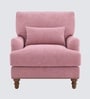 Dexter Walnut Finish Boucle Fabric Lounge Chair In Pink Colour