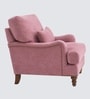 Dexter Walnut Finish Boucle Fabric Lounge Chair In Pink Colour