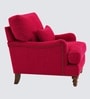 Dexter Walnut Finish Boucle Fabric Lounge Chair In Red Colour