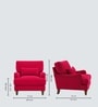 Dexter Walnut Finish Boucle Fabric Lounge Chair In Red Colour