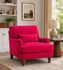 Dexter Walnut Finish Boucle Fabric Lounge Chair In Red Colour