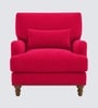 Dexter Walnut Finish Boucle Fabric Lounge Chair In Red Colour