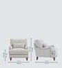 Dexter Walnut Finish Boucle Fabric Lounge Chair In White Colour