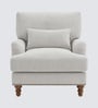 Dexter Walnut Finish Boucle Fabric Lounge Chair In White Colour