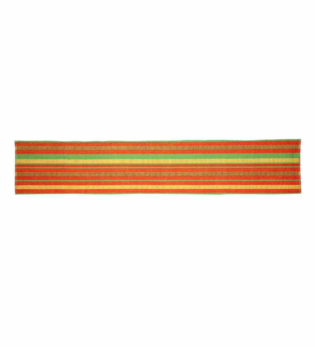 Buy Stripe Pattern Red Cotton 73x12 Inches Table Runner By Neudis