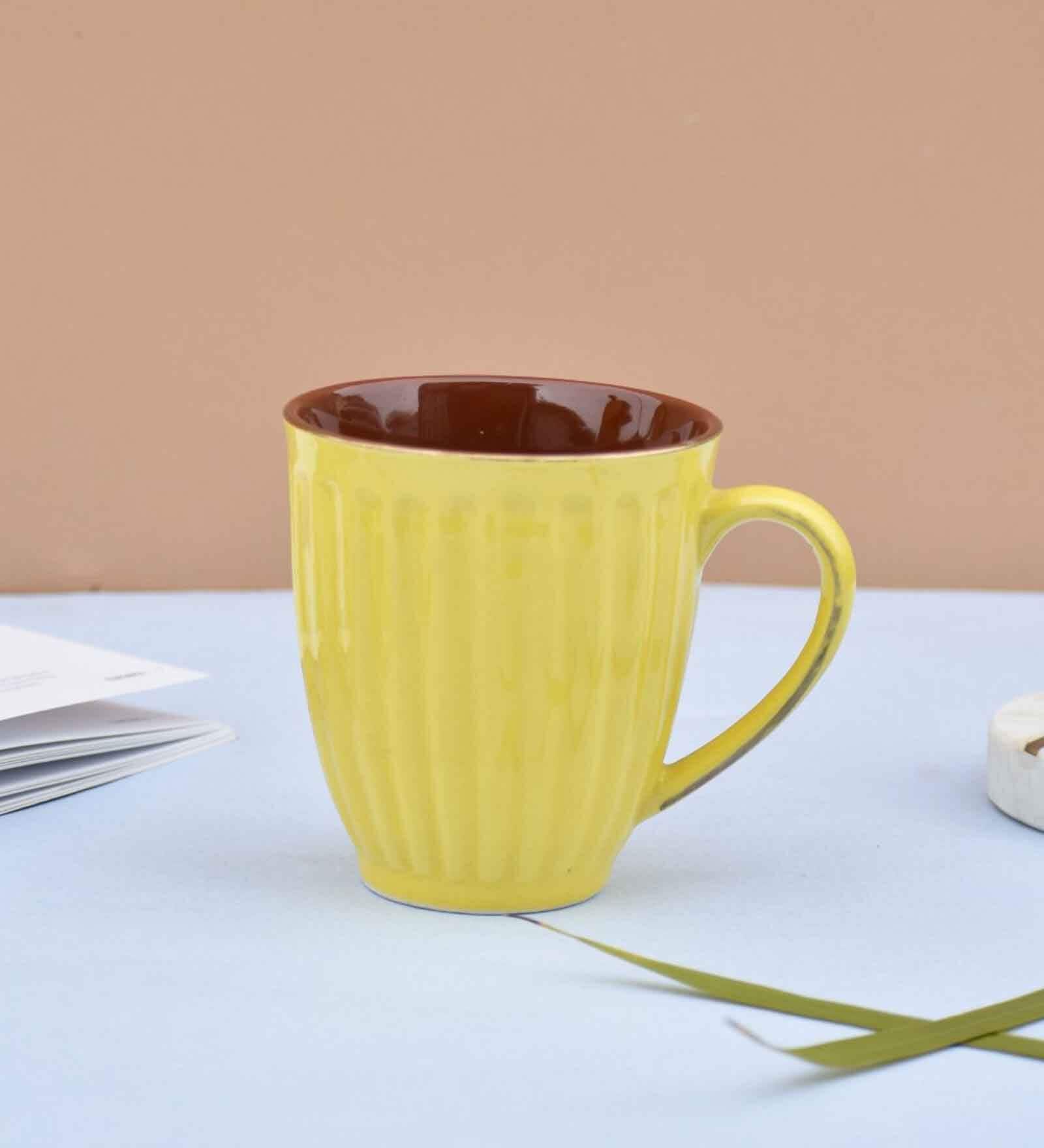 Dhara Daze Yellow Ceramic 300 ml Handmade Coffee Mug
