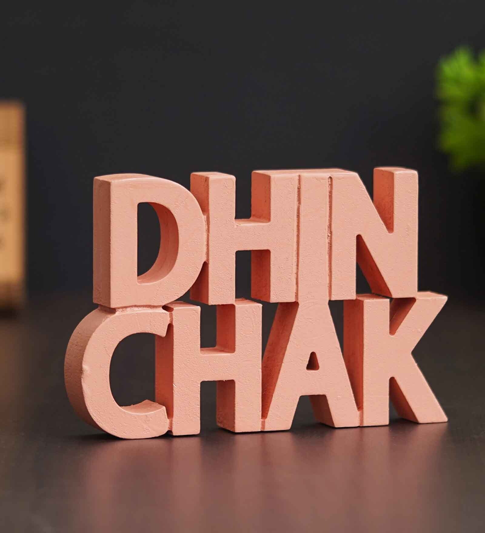 Dhin Chak Peach Engineered Wood Showpiece