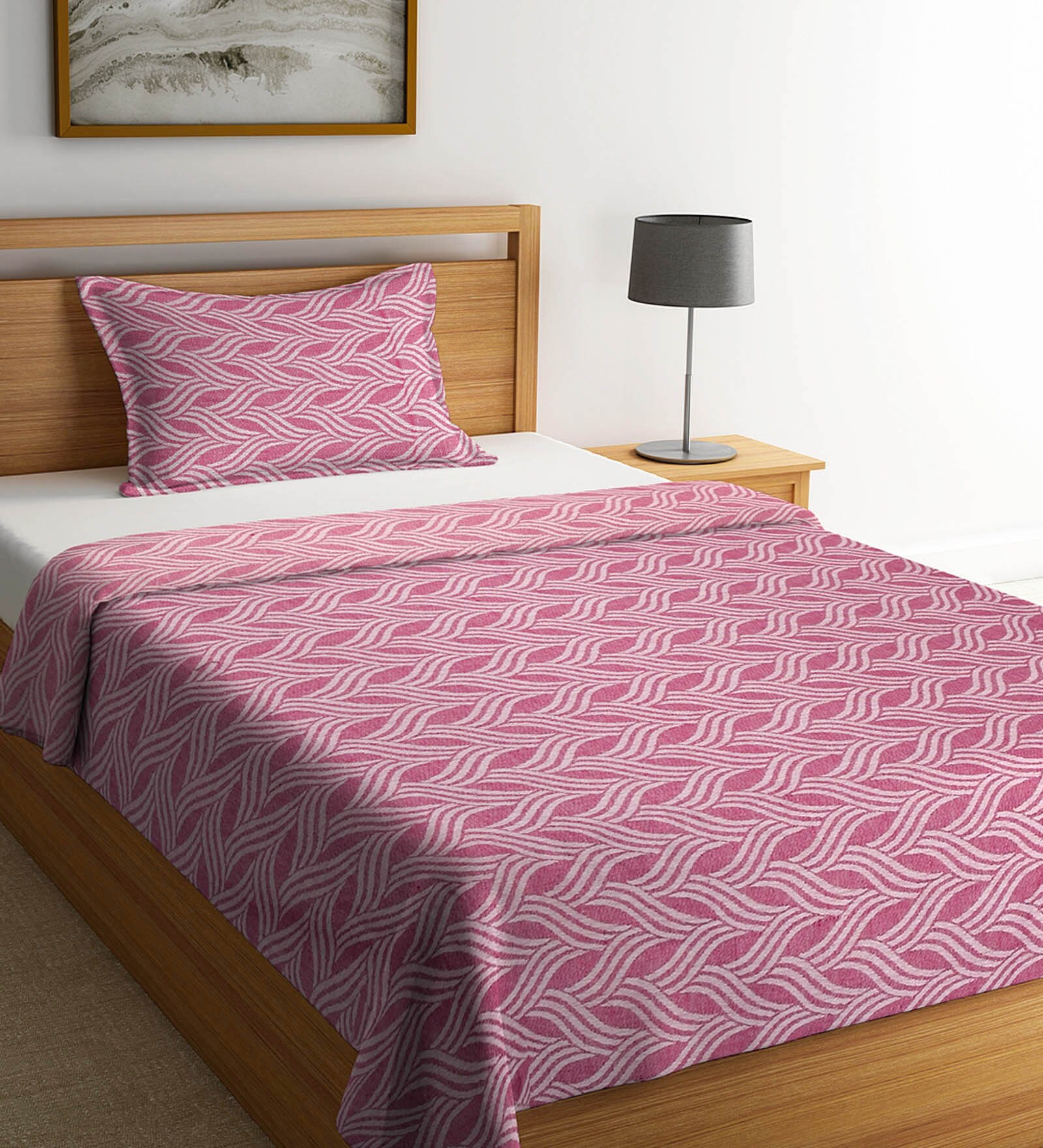 Buy Cotton 240 TC Single Bed Cover with 1 Pillow Cover by Neudis at 34