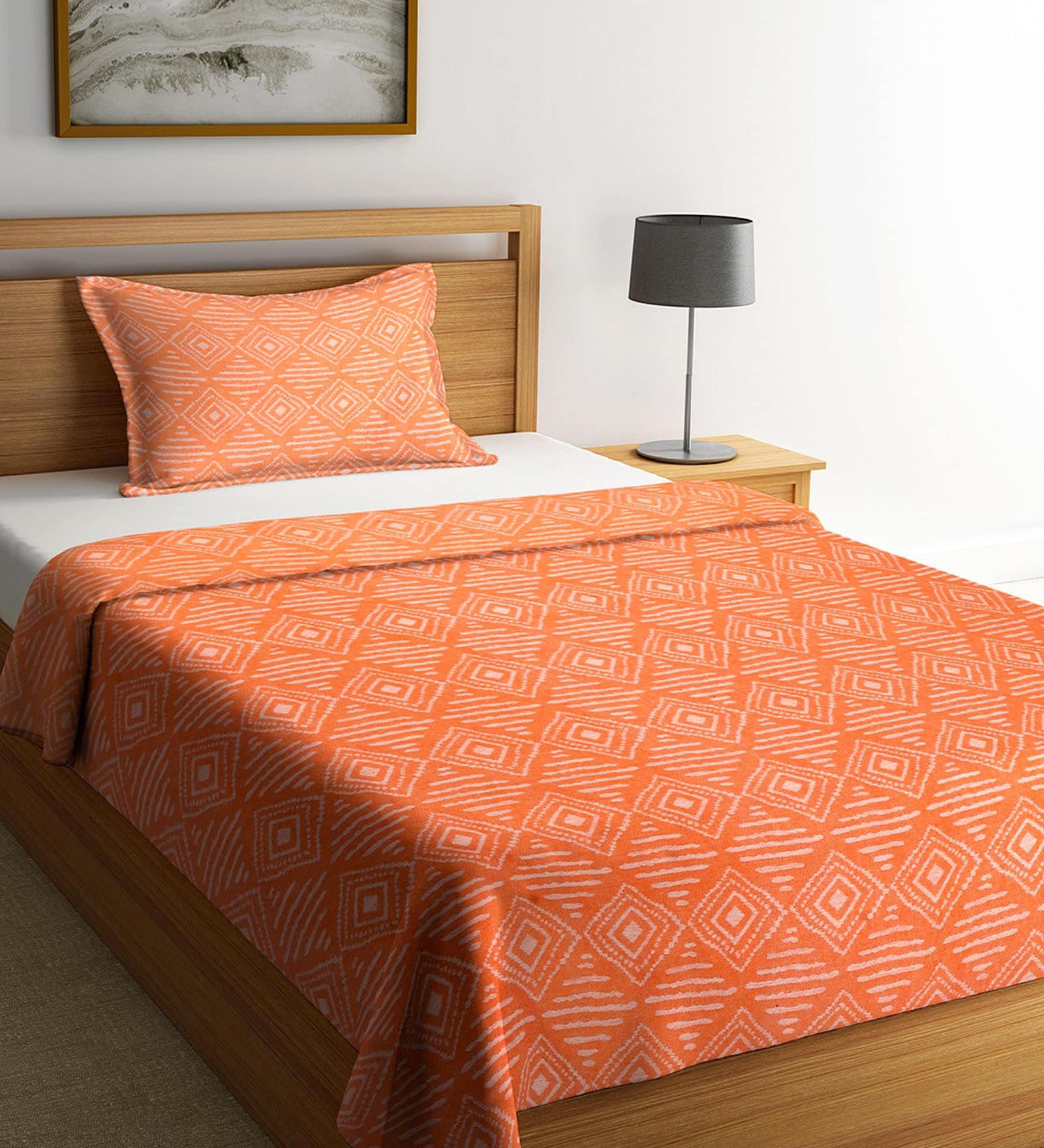 Buy Cotton 240 TC Single Bed Cover with 1 Pillow Cover by Neudis at 32