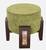 Dhokra Solid Wood Pouffe in Walnut Colour