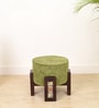 Dhokra Solid Wood Pouffe in Walnut Colour
