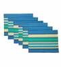 Stripe Pattern Green Ribbed Cotton 18x13 Inches Placemats (Set of 6)