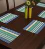 Stripe Pattern Green Ribbed Cotton 18x13 Inches Placemats (Set of 6)