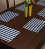 Check Pattern Blue Ribbed Cotton 18x13 Inches Placemats (Set of 6)