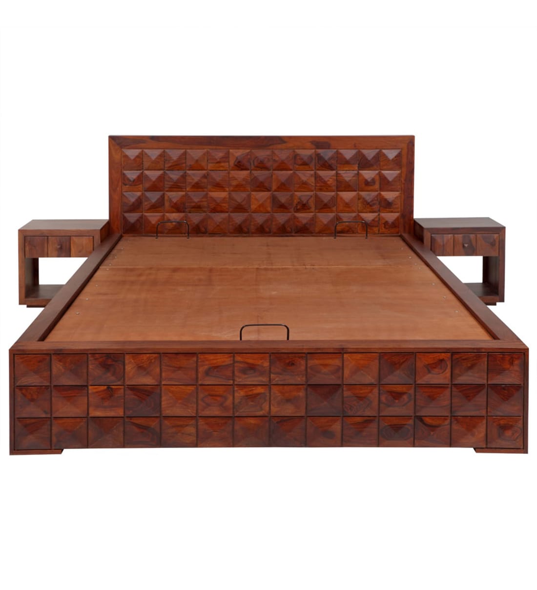 Buy Diamond King Size Bed with Storage in Honey Natural Finish by Evok