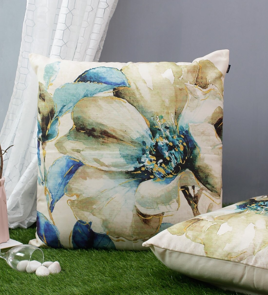 Buy Digital Printed Polyester Floral Pattern 24x24 Inch Cushion Covers