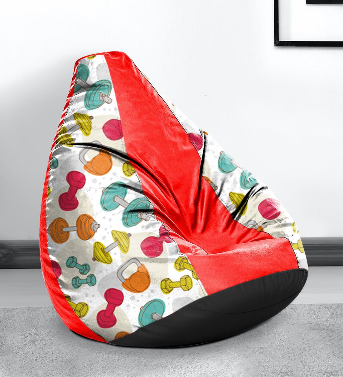 Buy Fusion Digital Printed XXL Bean Bag with Beans in Multi Colour by