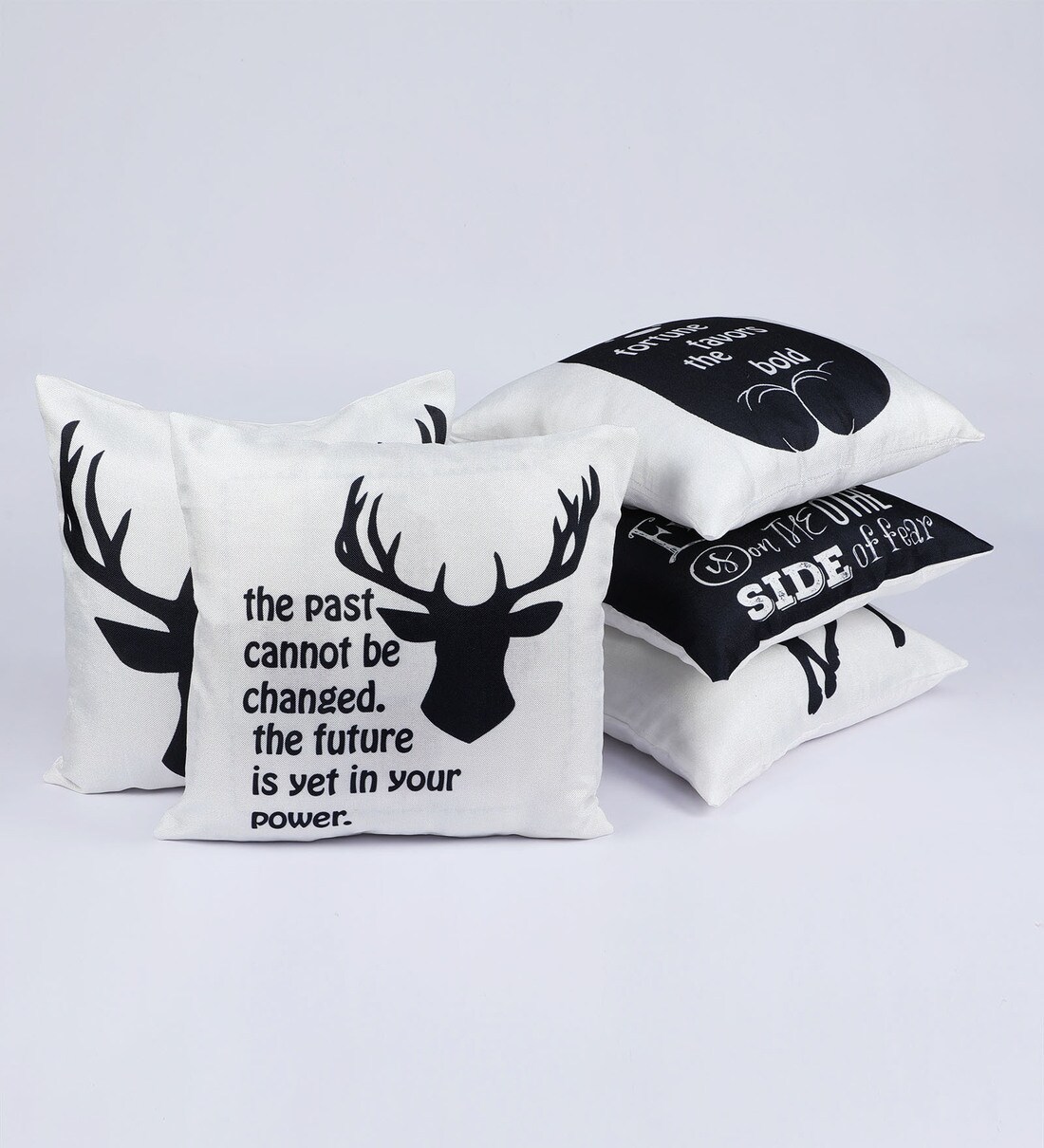 Buy Digital Printed Jute Slogan Pattern 12x12 Inch Cushion Covers (Set