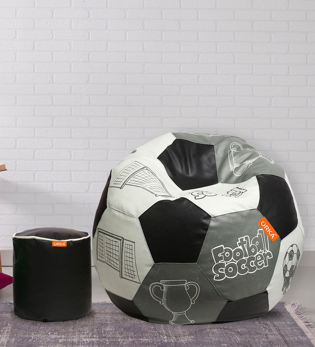 Buy Combo Foot Ball Bean Bag 3XL Bean Bag & Pouffe with Beans in Grey