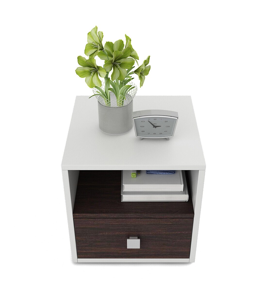 Buy Dimora Bedside Table in Choco Brown & Frosty White Finish with