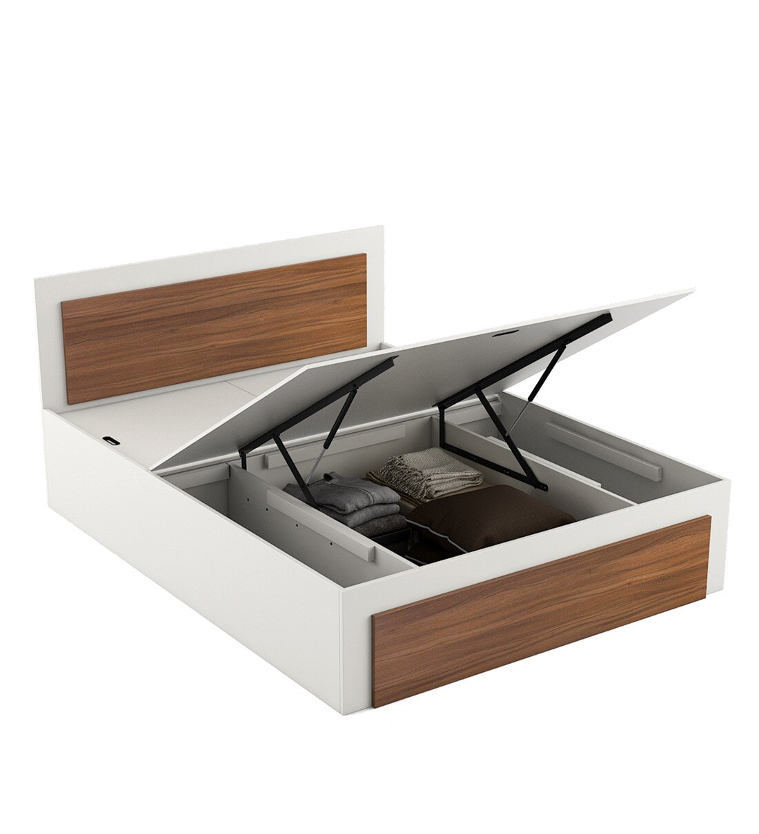 Buy Dimora King Size Bed with Storage in Frosty White Colour by A