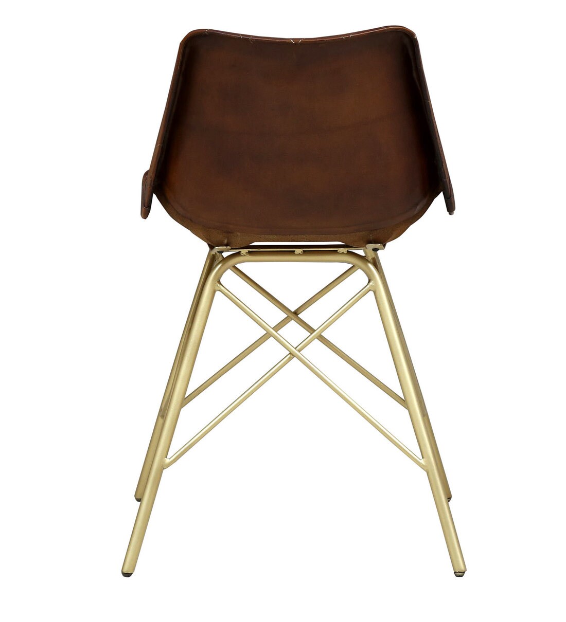 Buy Elliot Leather Dining Chair In Brass Finish By Bohemiana Online