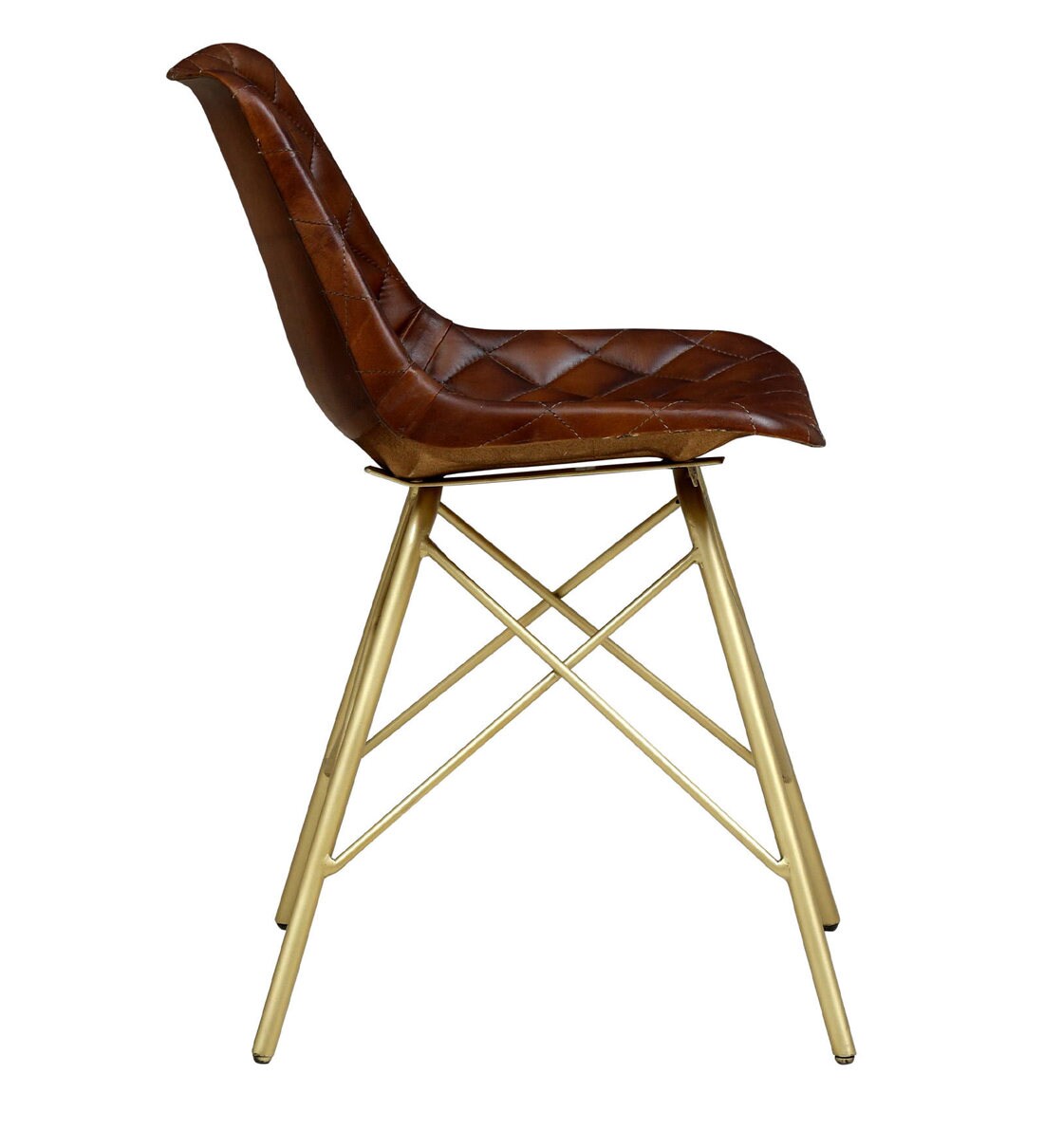 Buy Elliot Leather Dining Chair In Brass Finish By Bohemiana Online