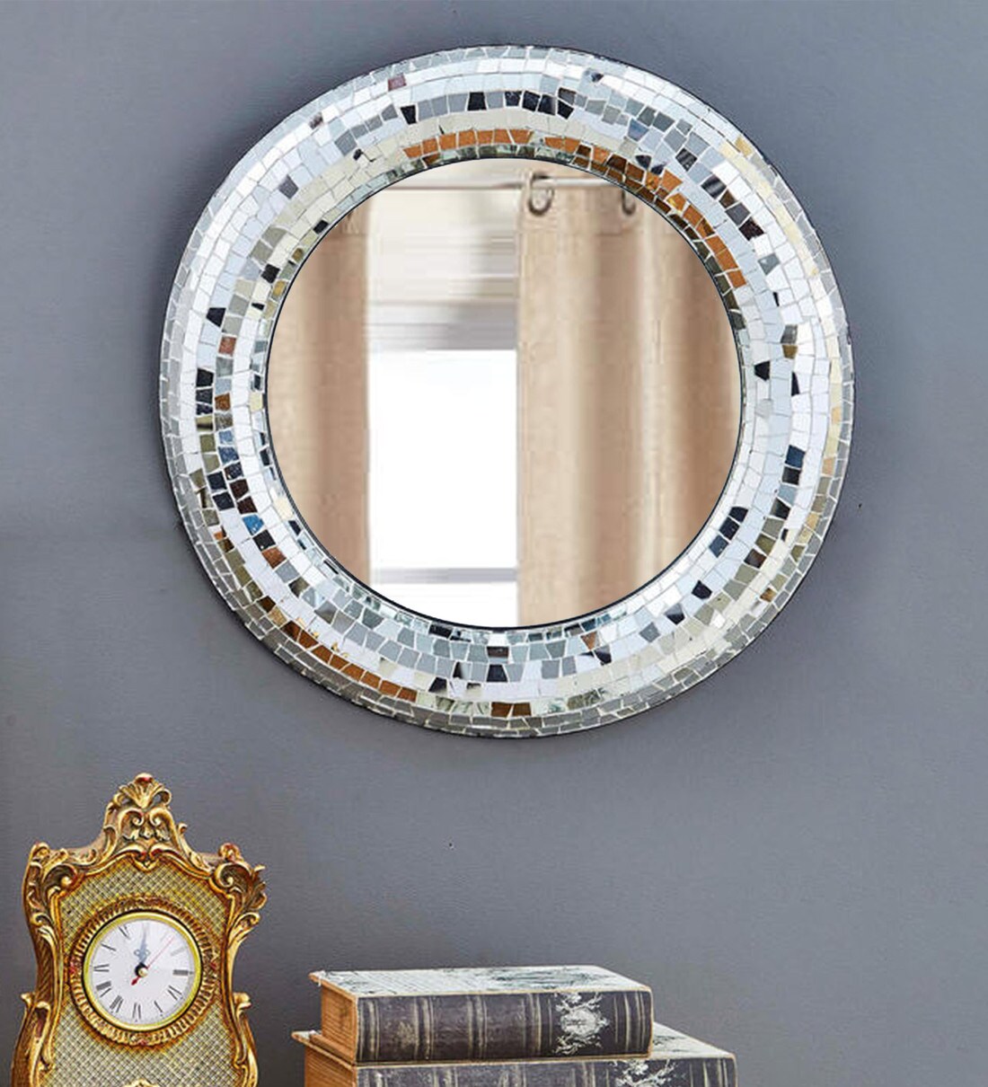 Buy Glass Round Wall Mirror in Silver colour by Venetian Design at 33% OFF by Venetian Design ...