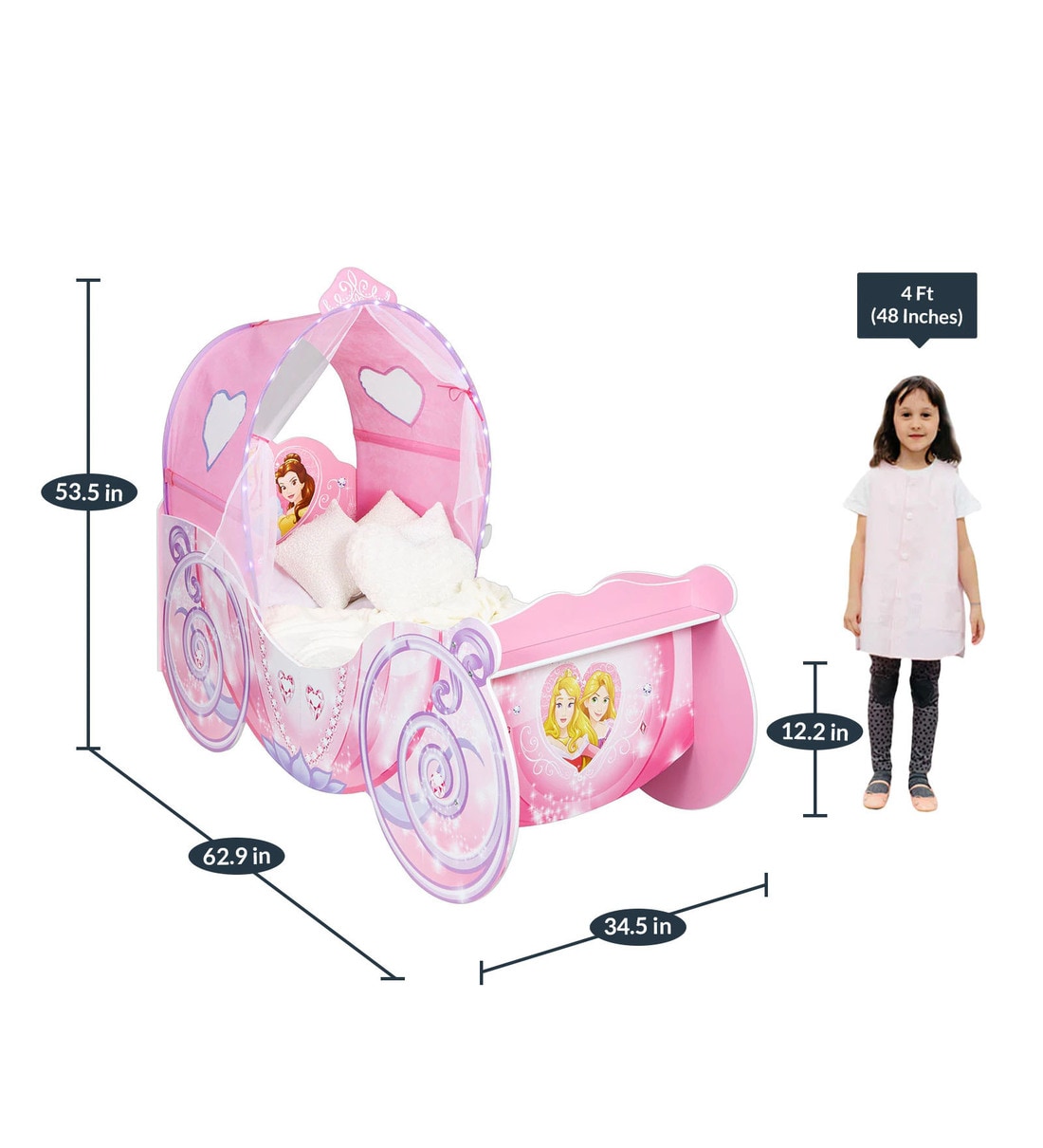 Buy Disney Princess Carriage Toddler Bed with Light up Canopy in Pink