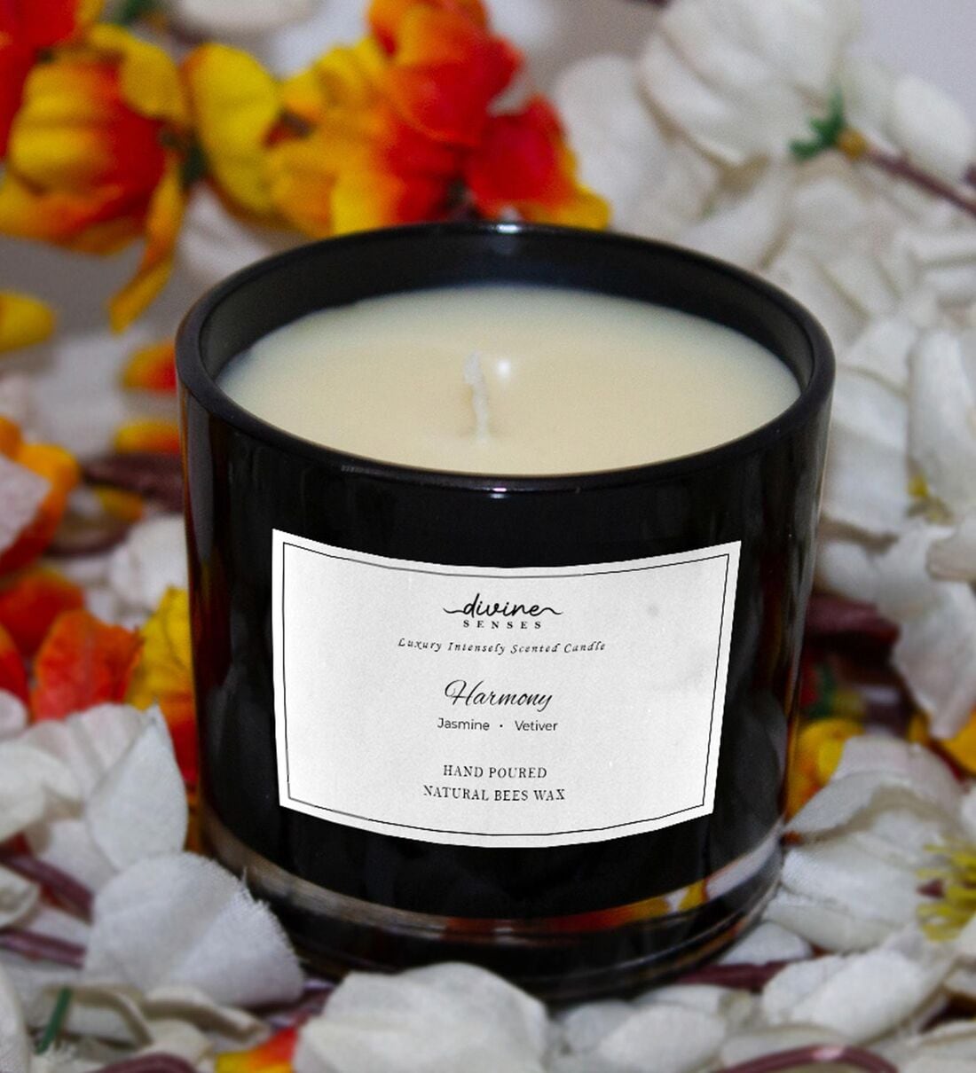 Buy Jasmine Vetiver Glass Black Scented Jar Candle With