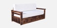Diamond Sheesham Wood Pull Out 3 Seater Sofa Cum Bed In Provincial Teak Finish With Storage