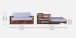 Diamond Sheesham Wood Pull Out 3 Seater Sofa Cum Bed In Provincial Teak Finish With Storage in Grey Fabric