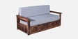 Diamond Sheesham Wood Pull Out 3 Seater Sofa Cum Bed In Provincial Teak Finish With Storage in Grey Fabric