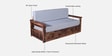 Diamond Sheesham Wood Pull Out 3 Seater Sofa Cum Bed In Provincial Teak Finish With Storage in Grey Fabric