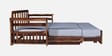 Diamond Sheesham Wood Pull Out 3 Seater Sofa Cum Bed In Provincial Teak Finish With Storage in Grey Fabric